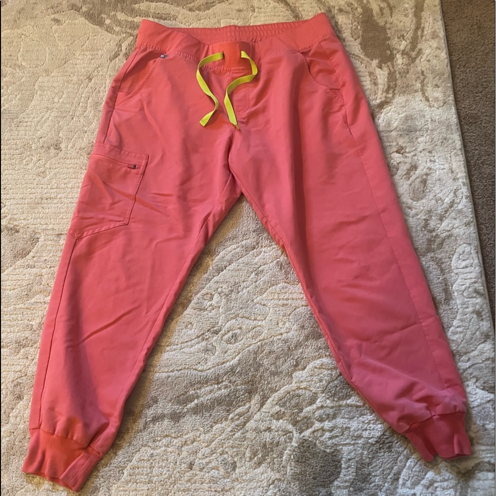 Figs Zamora Jogger Scrub Pants- Hot Coral